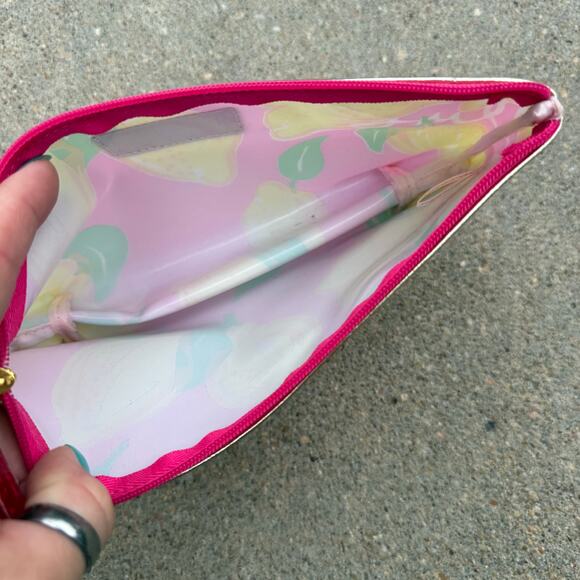 Lilly Pulitzer Estee Lauder Makeup Beauty Cosmetic Bag Pink With Lemons PVC - Picture 3 of 6